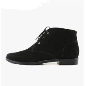 YDN Black Low Heel Pointy Toe Lace Up Chukka Ankle Boots Fall Winter Boot
